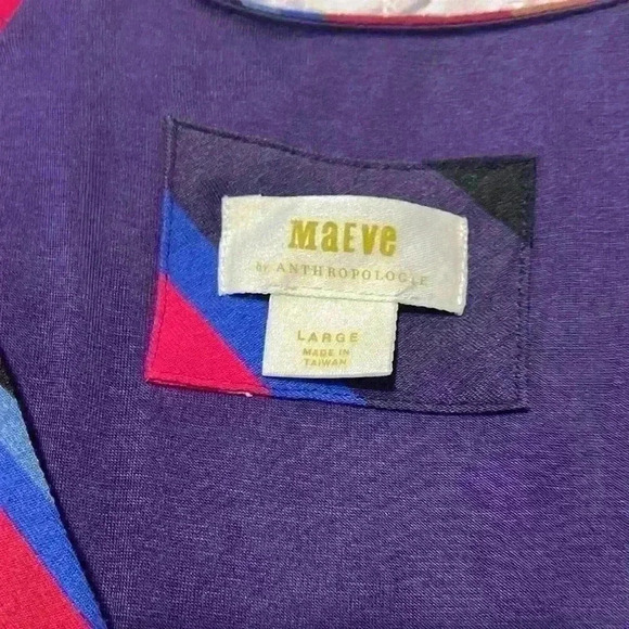 Maeve Anthropologie Angelique Striped Long Sleeve Midi Wrap Dress. Size Large - Picture 6 of 9